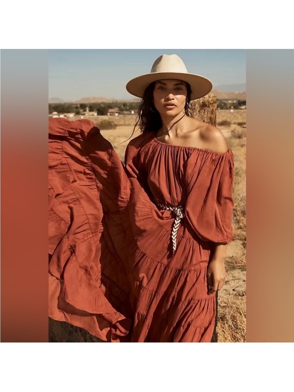 Erika Pena Brielle Rumba Maxi Boho Dress Rust size L/XL